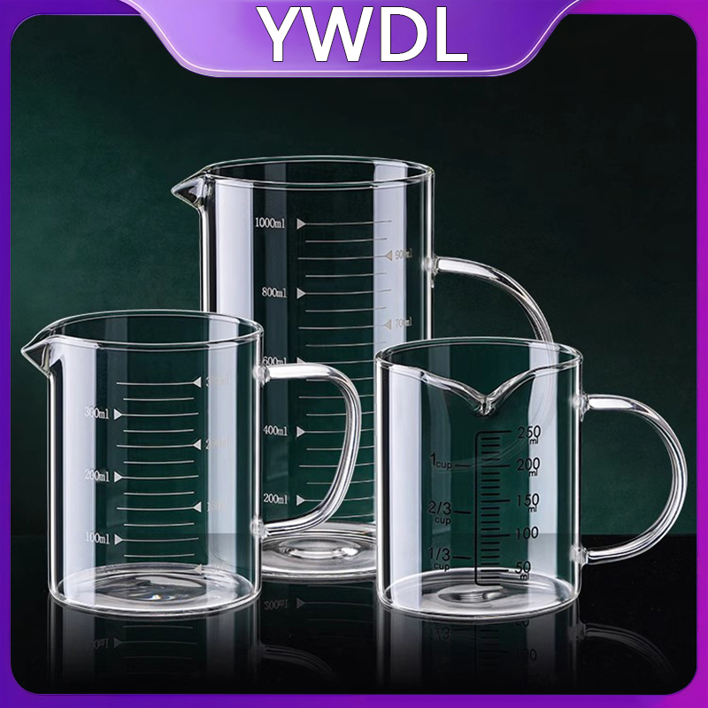 Candle Making Jug - YWDL 1/2 個ガラス計量カップハンドル付き耐熱実験用ビーカーキッチンミルクコーヒー計量マグカップ 250/350/500/1000 ミリリットル