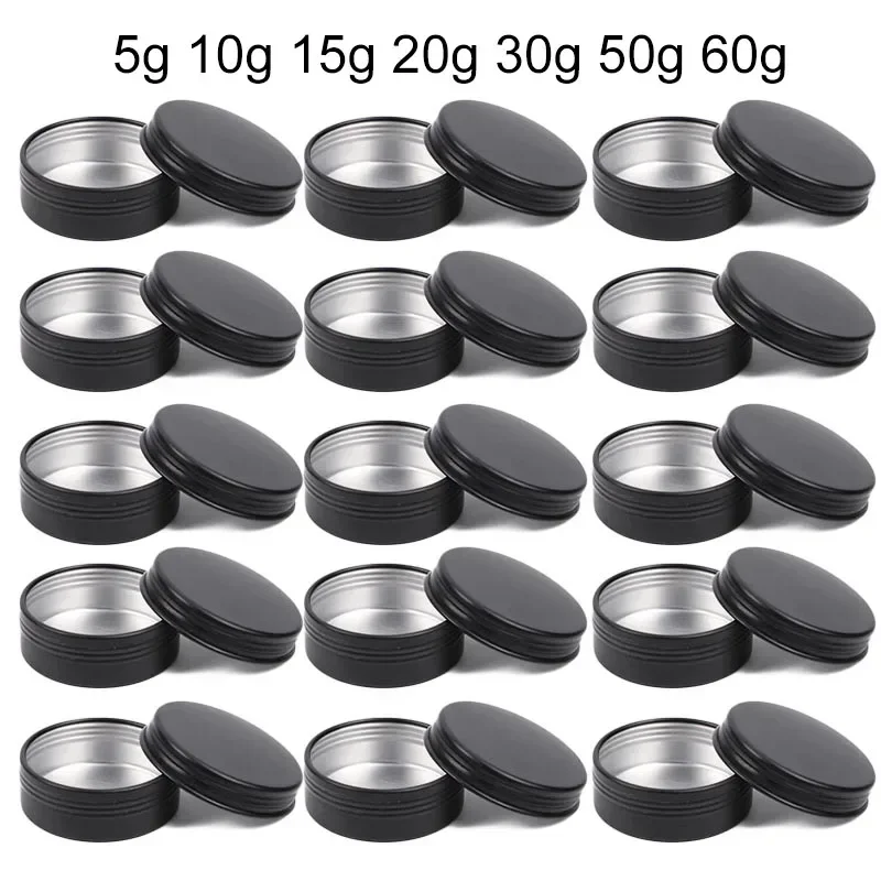 Tin Container Lid - 50個黒キャンドル瓶蓋卸売5/10/15/20/30/50/60グラム空のアルミ錫瓶リップクリームグロス梱包詰め替えボトル