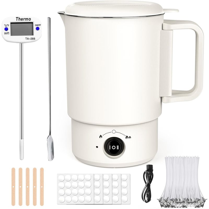 Candle Making Jug - A47U 電気ワックス溶解ポットキット 温度計付き 800ML ワックスメルター キャンドル作り用、初心者向けDIY作成用品