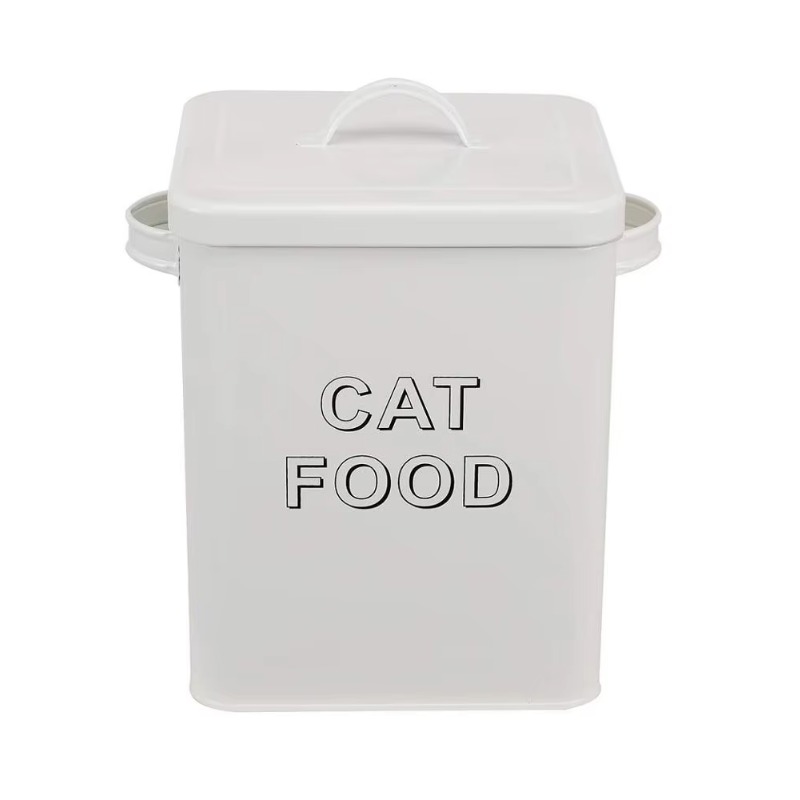 ペット用おやつとフード収納容器、蓋とサービングスクープ付きの - Tin Container Lid のレビューと価格