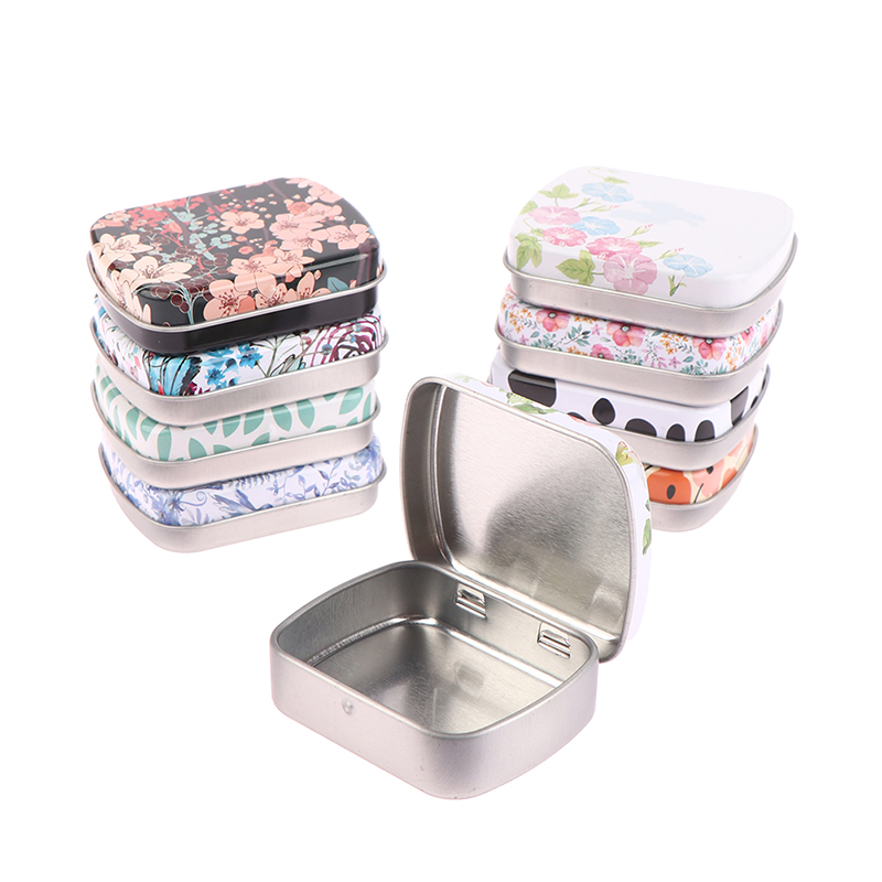 ふた付きミニ金属製ヒンジ付きボックス、ポータブル、長方形、小 - Tin Container Lid のレビューと価格