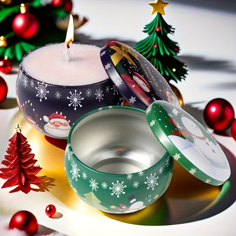 丸型クリスマスブリキ缶、ミニキャンドル製造容器、蓋付き空キャ - Tin Container Lid のレビューと価格