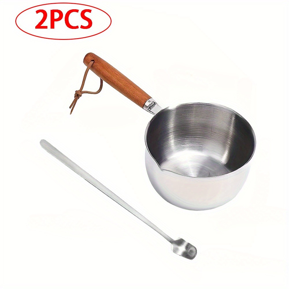 2個セット 木製ハンドル付きワックス溶解ポットと攪拌スプーン - Candle Making Jug のレビューと価格