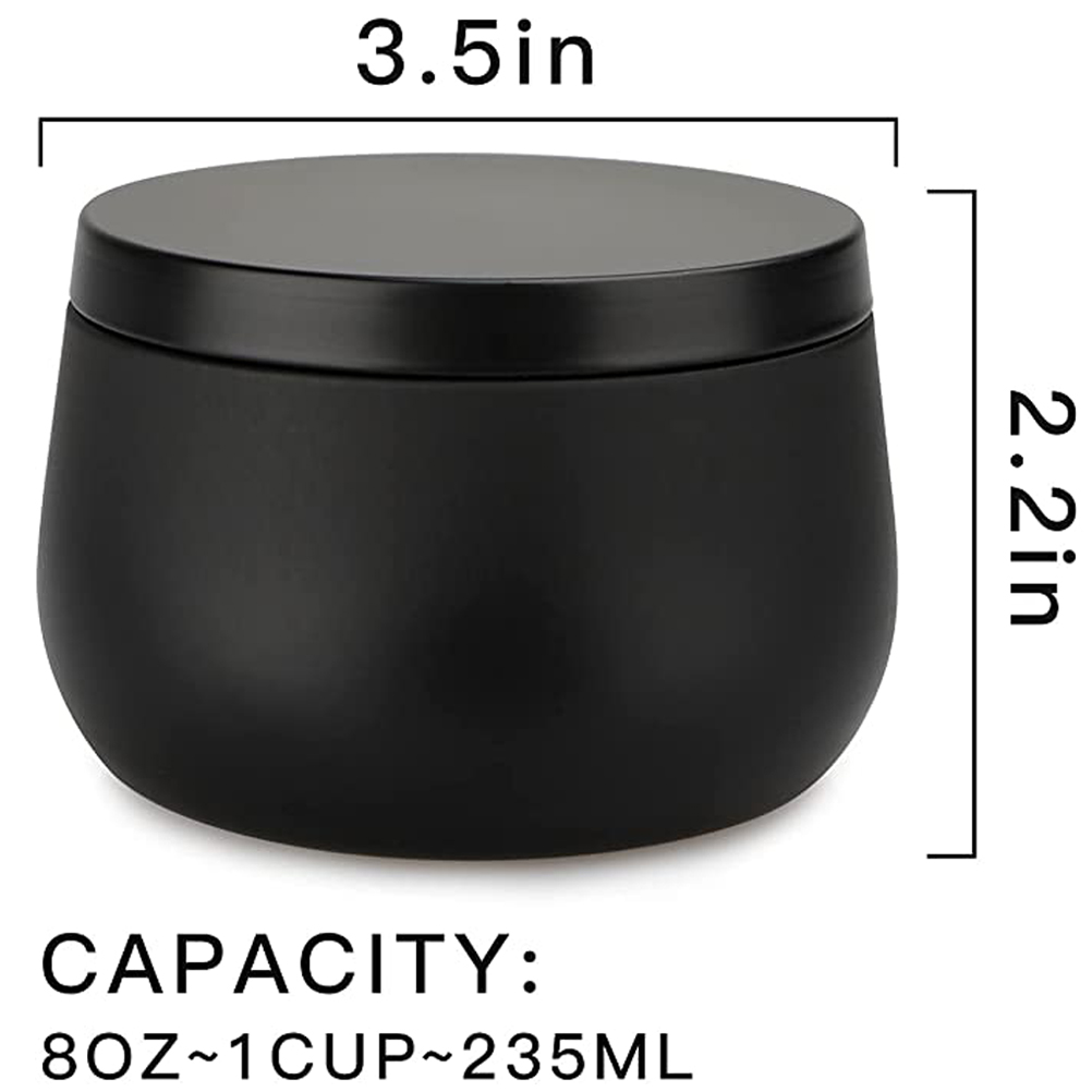 12個入り 8オンス 白黒金 メタルキャンドルジャー 蓋付き - Tin Container Lid のレビューと価格