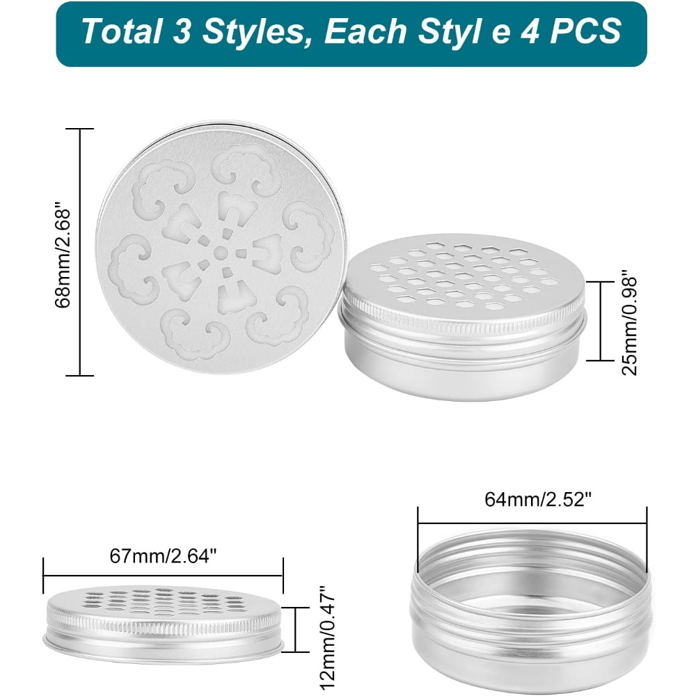 2オンスアルミ缶12個入り、3種類のスタイル、空の保存容器、 - Tin Container Lid のレビューと価格