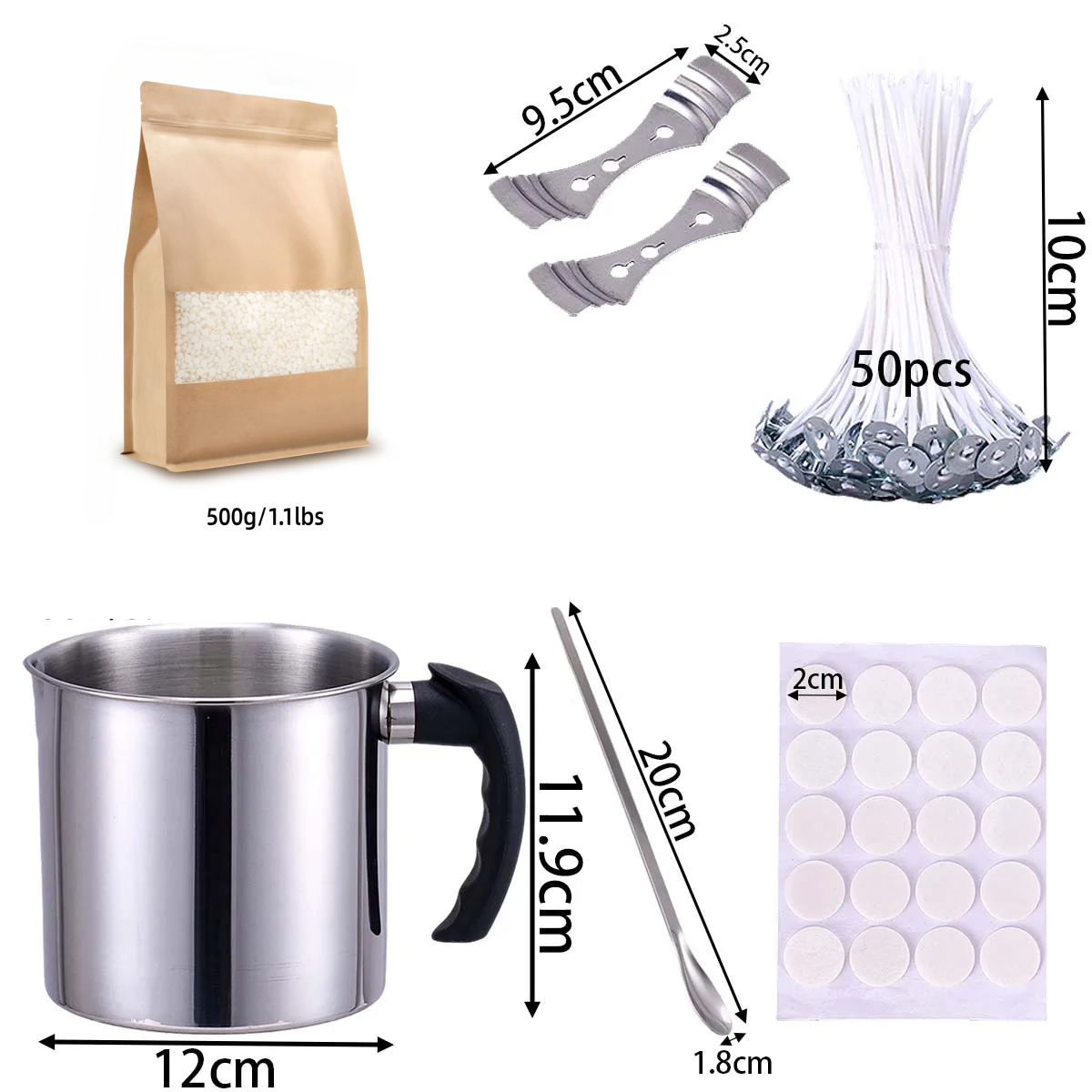 DIYアロマキャンドル作成ツールキット、ソイワックス、芯、ス - Candle Making Jug のレビューと価格
