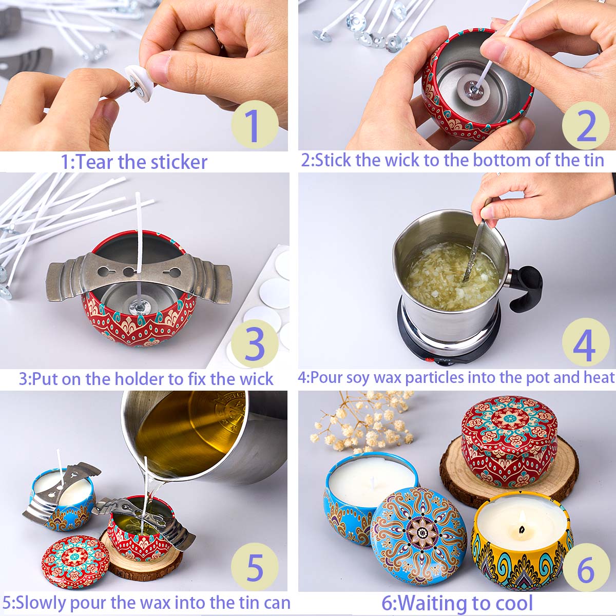 DIYアロマキャンドル作成ツールキット、ソイワックス、芯、ス - Candle Making Jug のレビューと価格